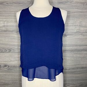 Rebecca Taylor Blue Split Back Sleeveless Top size 4